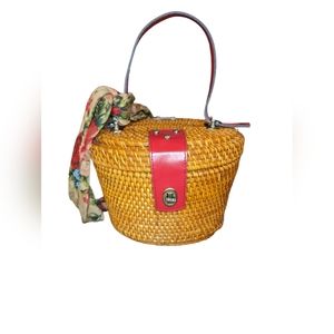 Patricia Nash Caselle Basket Purse with Tan & Crackled Rose Scarf